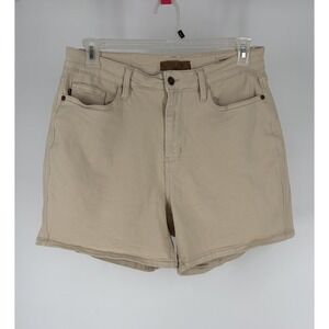 Judy Blue Shorts Womens 1XL Beige High Rise Stretch Denim Casual Garment Dyed